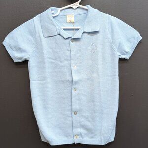 Analogie Button Up Short Sleeves Boys Grandpa Sweater Size 6Y Light Blue
